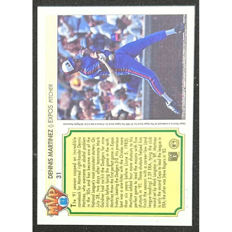 Dennis Martinez 1992 Upper Deck Team MVP Holograms 31