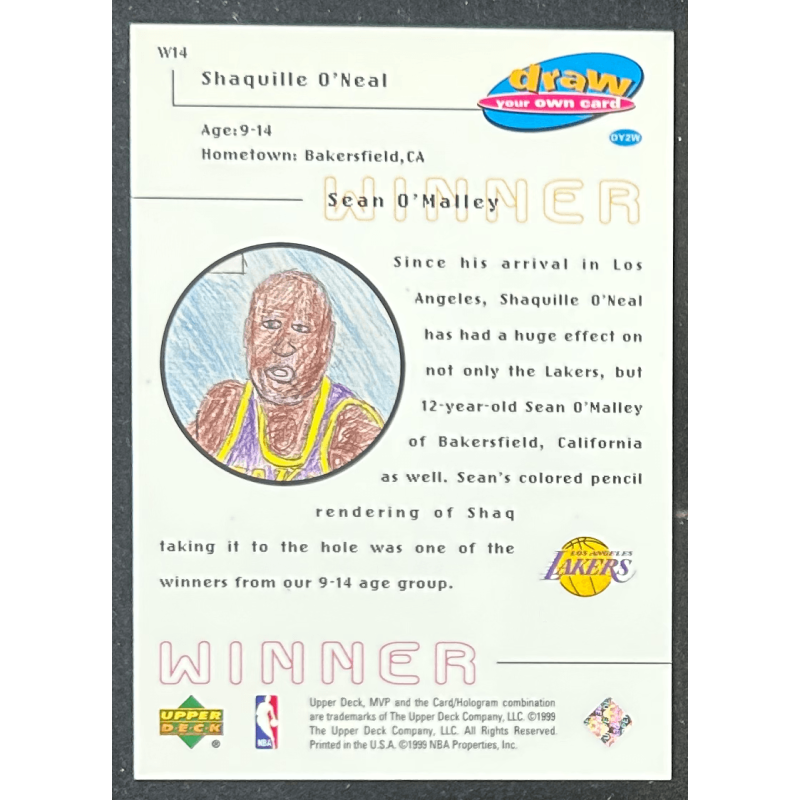Shaquille O'Neal 1999-00 Upper Deck MVP Draw Your Own Trading Card W14