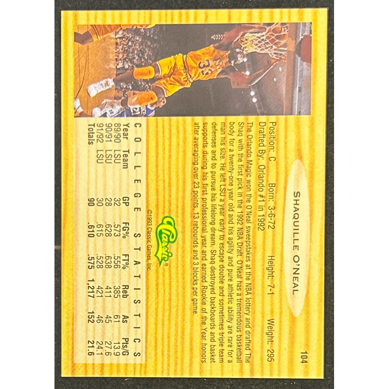 Shaquille O'Neal 1993 Classic flash backs 104
