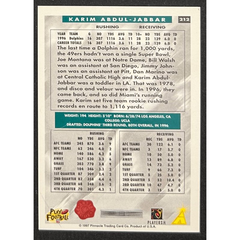 Karim Abdul-Jabbar 1997 score showcase artist's proof