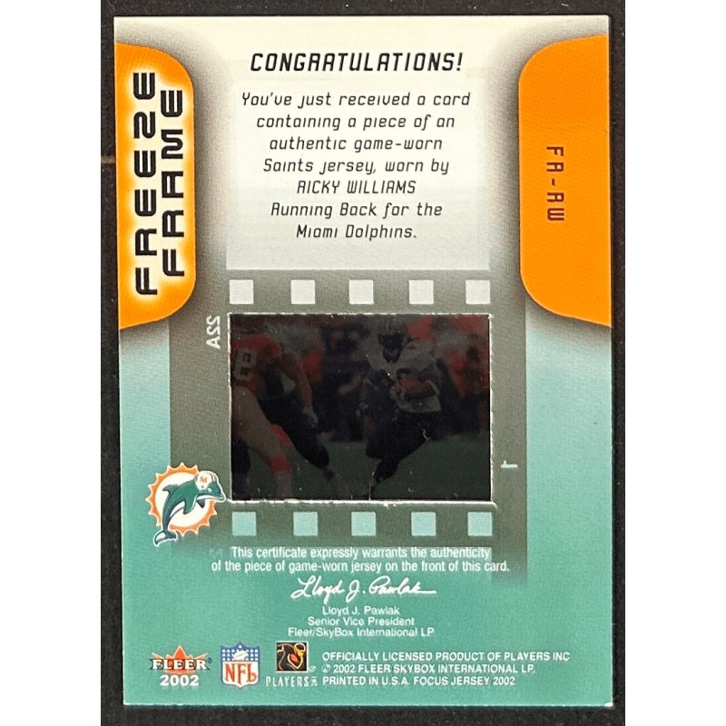 Ricky Williams 2000 Fleer focus freeze frame jersey