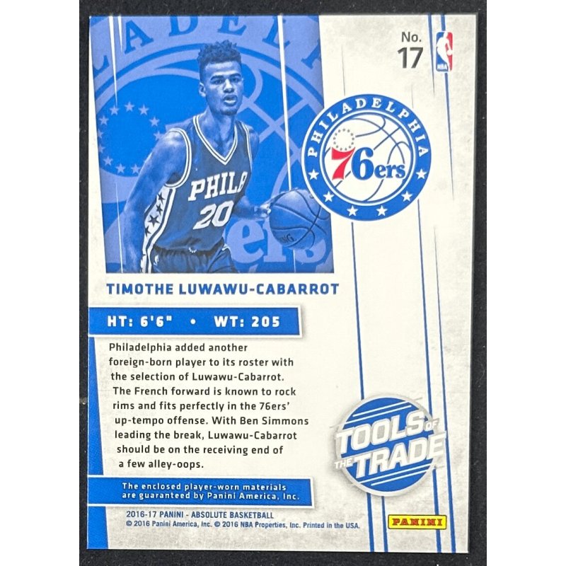 Timothe Luwawu-Cabarrot 2016-17 Absolute Memorabilia Rookie Dual Patch 02/25