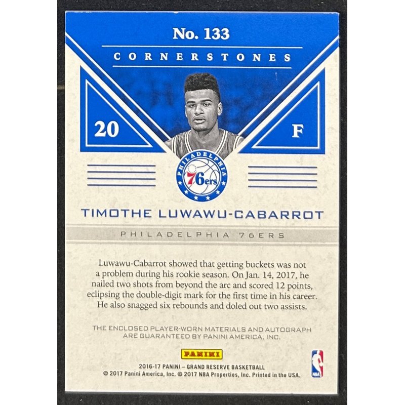 Timothe Luwawu-Cabarrot 2016-17 Grand Reserve rookie jersey auto 86/99