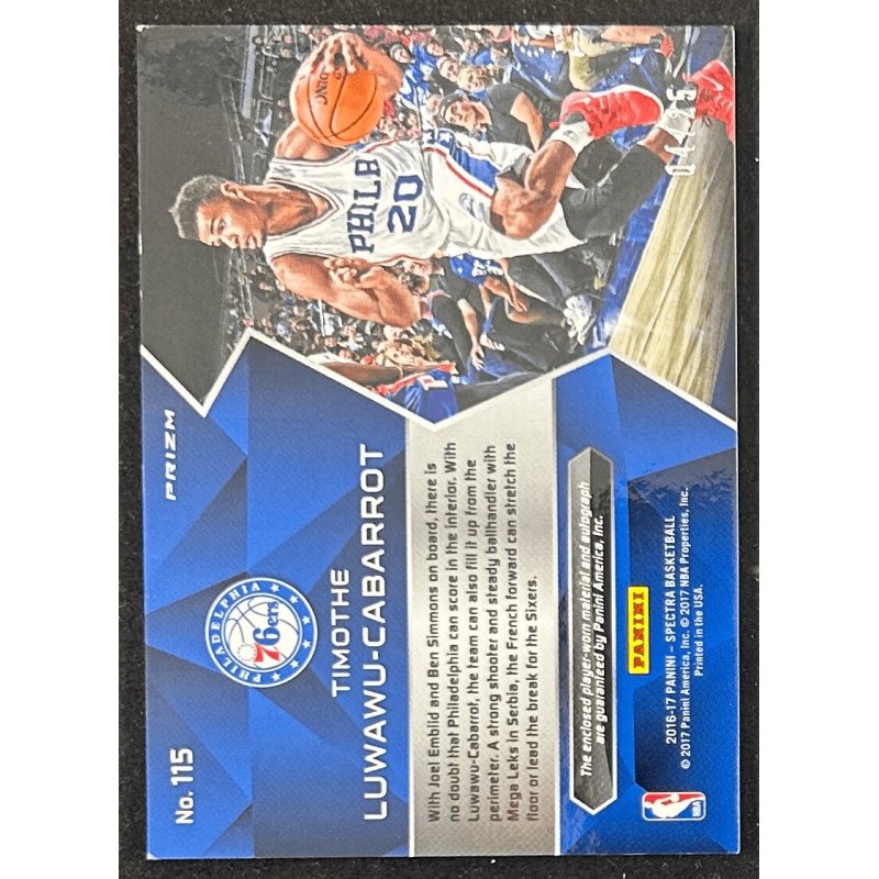 Timothe Luwawu-Cabarrot 2016-17 Spectra Neon Green rookie patch auto 4/25