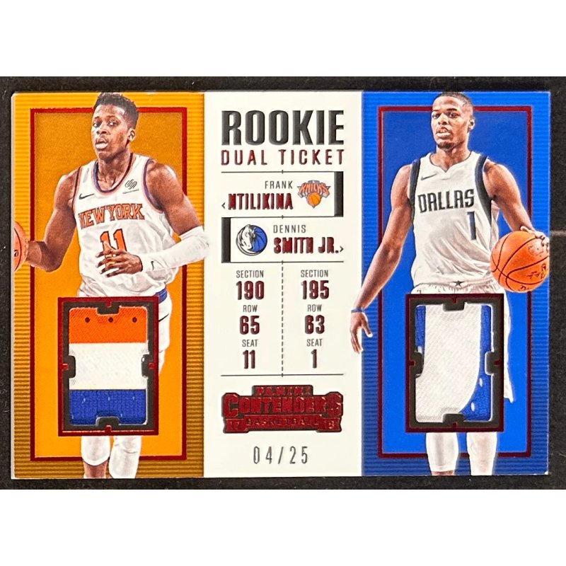 Smith Jr / Ntilikina 2017-18 Contenders Rookie Ticket Dual Swatches Prime 4/25