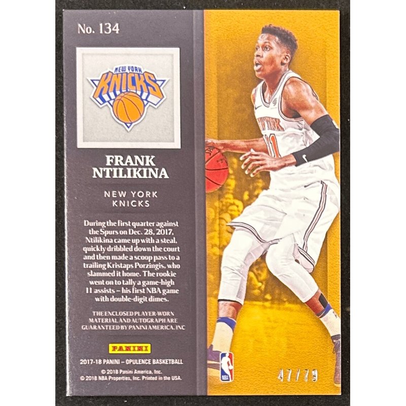 Frank Ntilikina 2017-18 Panini Opulence rookie patch auto 47/79