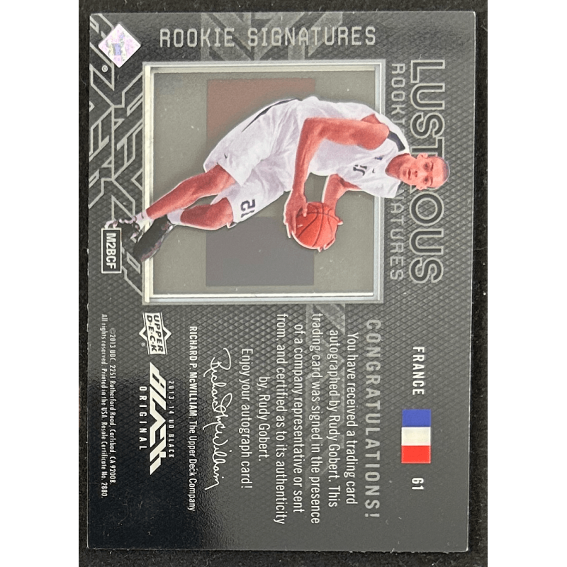 Rudy Gobert 2013-14 UD Black rookie signatures 001/199