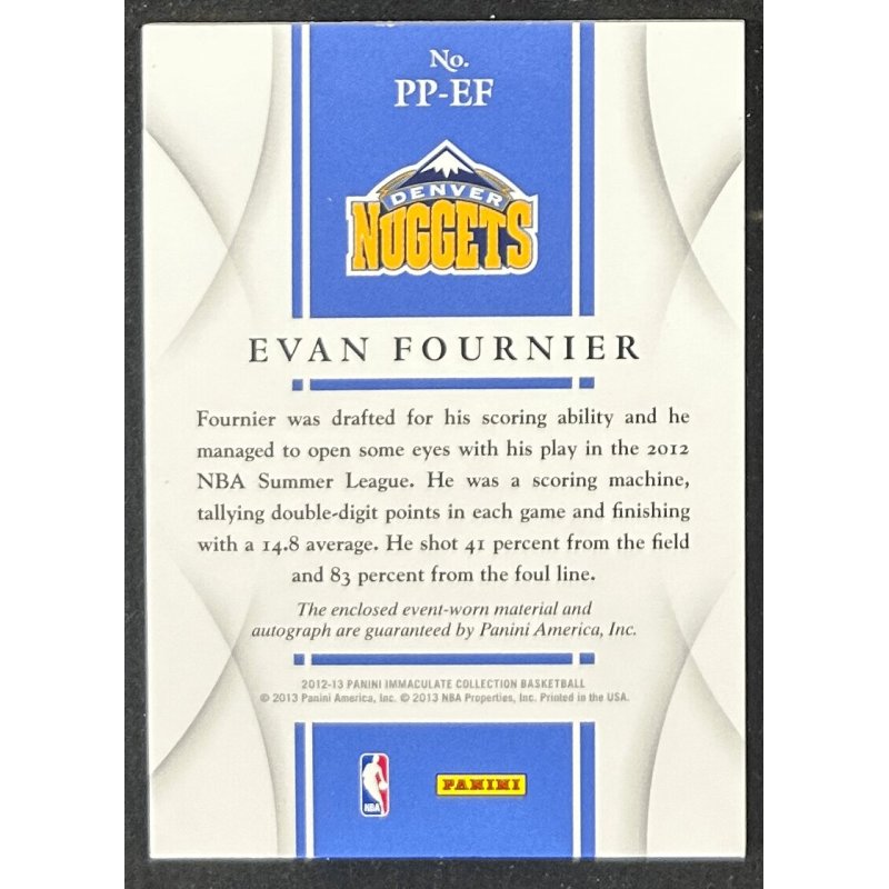 Evan Fournier 2012-13 Immaculate Collection Jumbo Patch Autograph 26/75