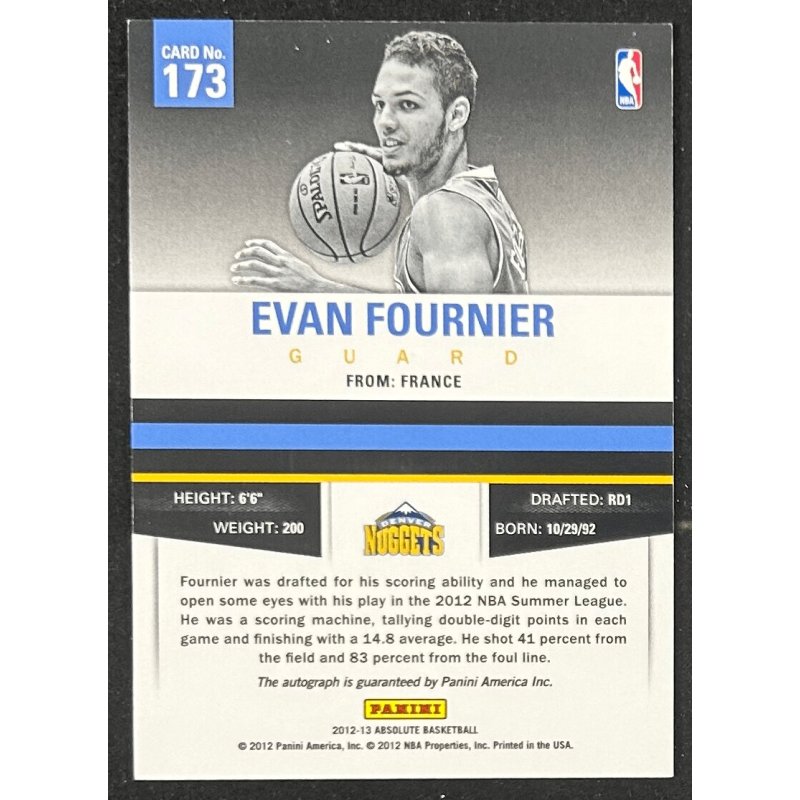 Evan Fournier 2012-13 Absolute rookie autograph 161/249