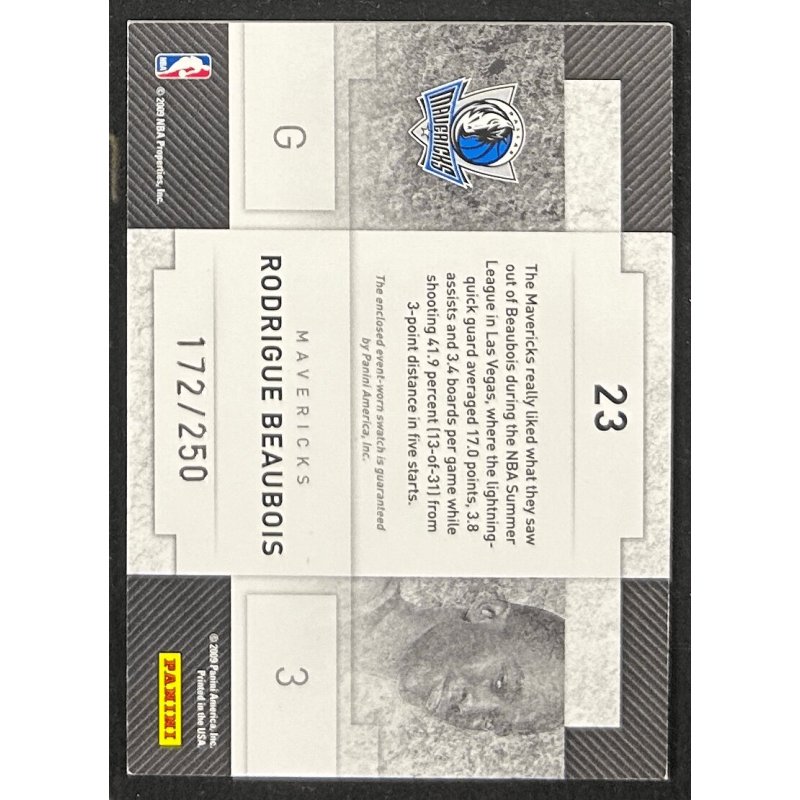 Rodrigue Beaubois 2009-10 Panini Threads Rookie Collection Materials 172/250