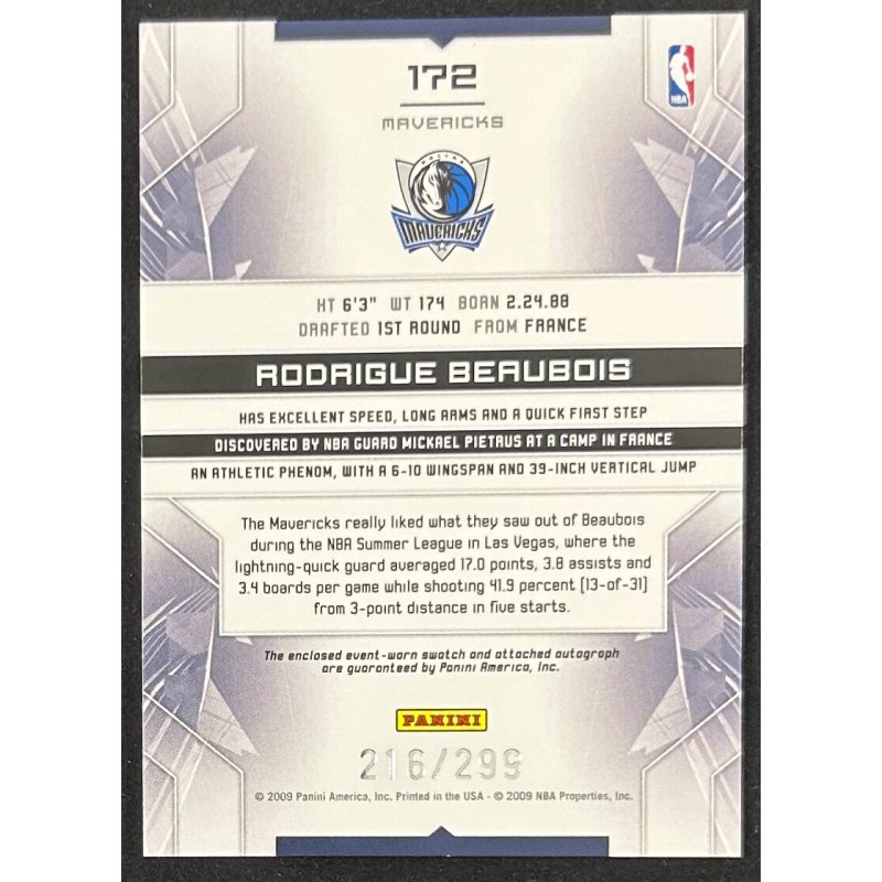 Rodrigue Beaubois 2009-10 Limited rookie jersey auto 216/299