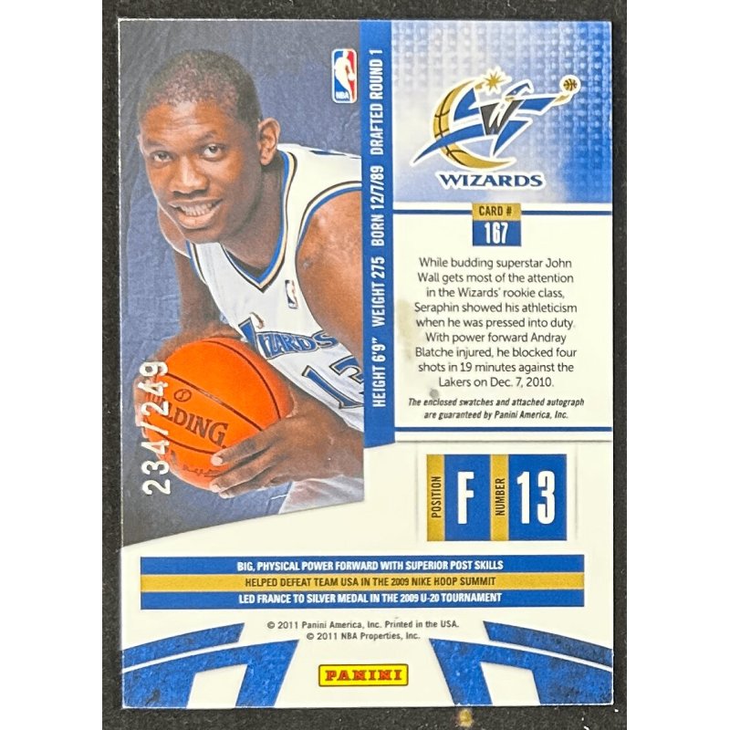 Kevin Seraphin 2010-11 Absolute Memorabilia rookie jersey auto 234/249