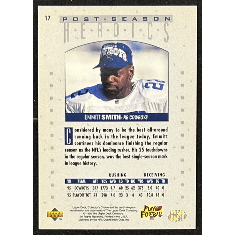 Emmitt Smith 1995 Collector's Choice Update Post Season Heroics 17
