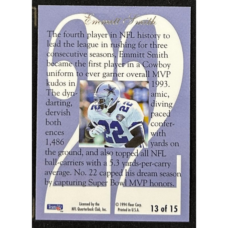 Emmitt Smith 1994 Ultra Flair Hot Numbers 13