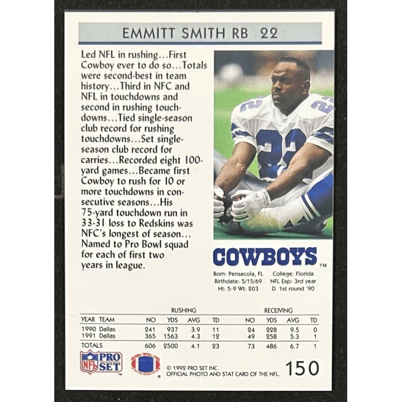 Emmitt Smith 1992 Pro Set 150