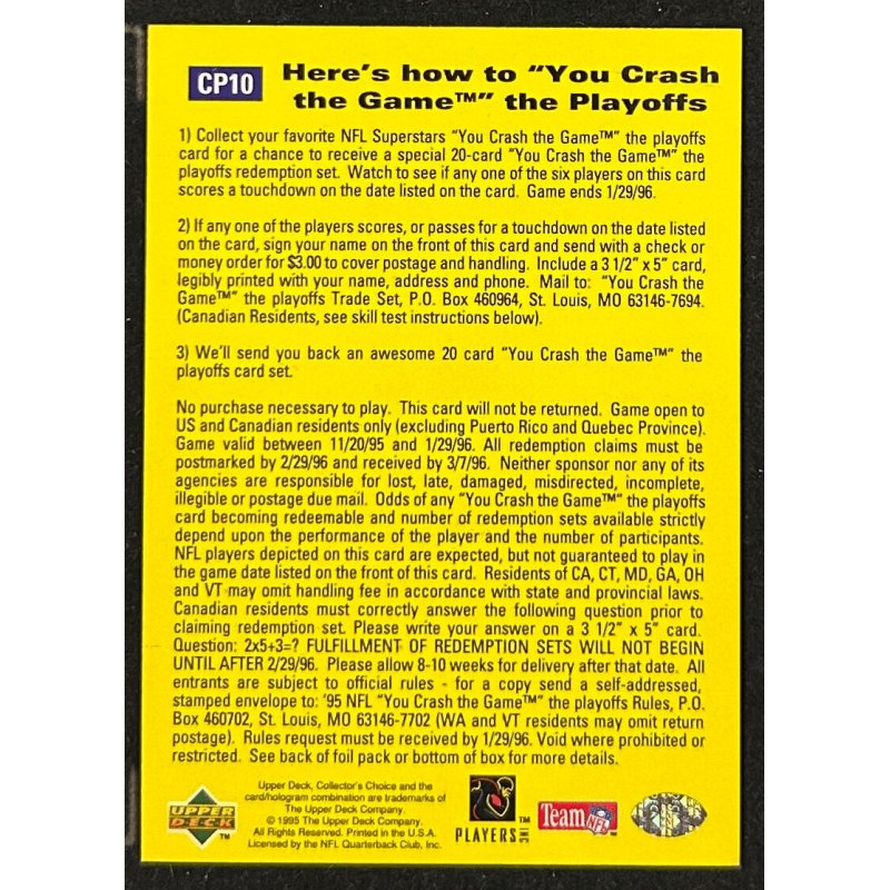 E.Smith 1995 Collector's Choice Update Crash the Playoffs CP10 NFC East RB