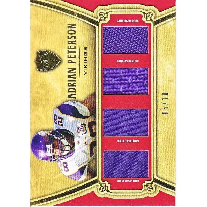 ADRIAN PETERSON 2010 TOPPS SUPREME QUAD JERSEY /10